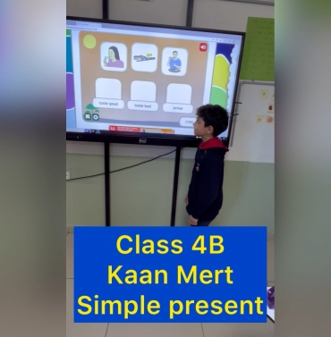 Kaan Mert from class 4B practices simple present activities through online games in a successful way.