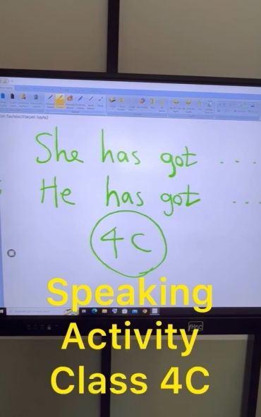In class 4C, students made some sentences and approved them with "has got" by doing a game. There were two students. One of them was maker another pne was approver.
