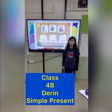 Derin from class 4B did  some online simple present activities in a successful way