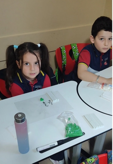 2/B sınıfı Matematik dersinde Onluk-Birlik kavramını onluk taban bloklarıyla pekiştirdi.