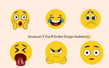 Anasınıfı 5 Yaş B Grubu öğrencileri Duygu ifadelerini öğrendiler.. Duygu küpündeki yüz ifadelerini taklit ettiler.