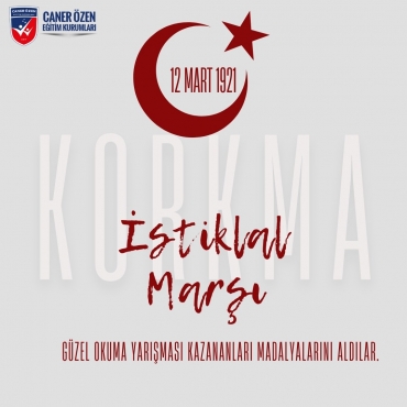 Caner Özen Eğitim Kurumları İstiklal Marşı Güzel Okuma Yarışmasını kazanan öğrencilerimiz madalyalarını aldılar.